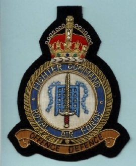 RAF FIGHTER COMMAND CREST GOLD WIRE BADGE
