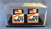 FLY NAVY LOGO CUFFLINKS