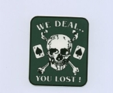 WE DEAL YOU LOST WHITE COFFEE MUG