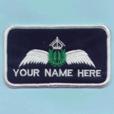 CIVILIAN PILOT NAME BADGE WITH WINGS AND SINGLE LINE OF WRITING
