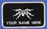 FIST AND SPARKS - 1 LINE NAME BADGE