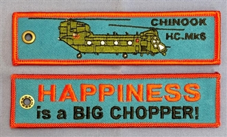 CHINOOK....HAPPINESS EMBROIDERED KEYRING