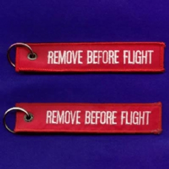 REMOVE BEFORE FLIGHT EMBROIDERED KEYRING