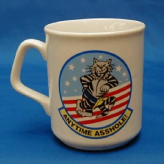 F-14 TOMCAT ANYTIME ASSHOLE WHITE COFFEE MUG