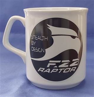 F-22 RAPTOR (BLACK) STEALTH BY DESIGN WHITE COFFEE MUG