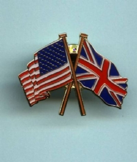 UJ AND USA FLAG CROSSED PIN BADGE