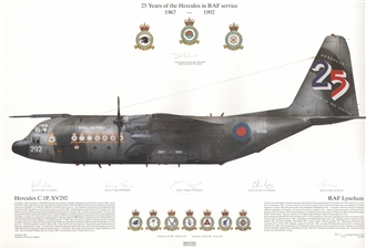 SP26SIG2 HERCULES C1P, XV292, LYNEHAM WING 25TH ANNIV. SIGNED  SQN PRINT