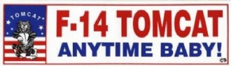 F-14 ANYTIME BABY BUMPER STICKER