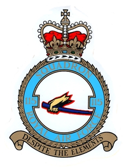 115 SQUADRON CREST ON PLAN VIEW PLANE STICKER