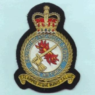 RAF FIRE & RESCUE OFFICIAL CREST GOLD WIRE BADGE
