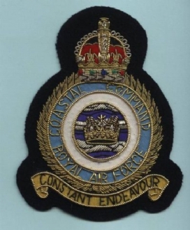 RAF COASTAL COMMAND CREST GOLD WIRE BADGE