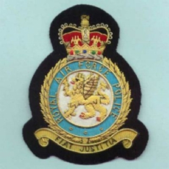 RAF POLICE CREST GOLD WIRE BADGE