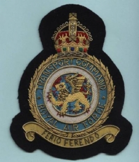 RAF TRANSPORT COMMAND CREST GOLD WIRE BADGE