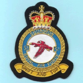 51 SQN CREST GOLD WIRE BADGE