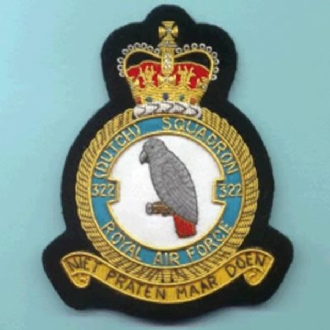 322 DUTCH SQN OFFICIAL CREST GOLD WIRE BADGE