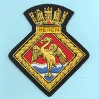 HMS HERON CREST GOLD WIRE BADGE