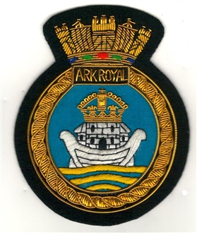 HMS ARK ROYAL CREST GOLD WIRE BADGE