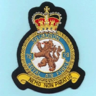 78 SQN CREST GOLD WIRE BADGE