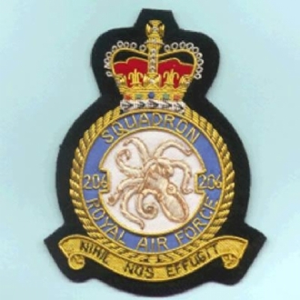 206 SQN CREST GOLD WIRE BADGEE