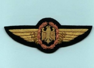 GERMAN PILOT WING (BRONZE) GOLD WIRE BADGE