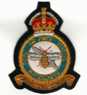 RAF BUTTERWORTH GOLD WIRE BADGE